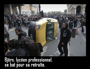 Björn, lycéen professionnel, se bat pour sa retraite.