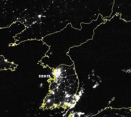 Corée du nord et du sud la nuit