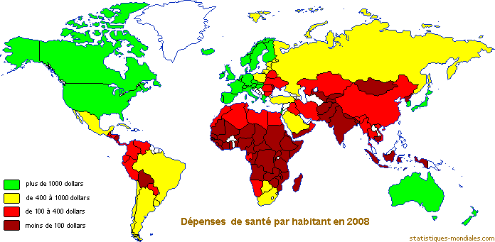 depenses santé par habitants, 2008